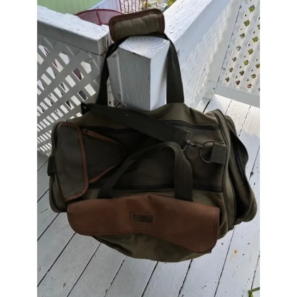 Vintage Jeep Travel Equipment Duffel Bag Green Canvas Weekender 90s